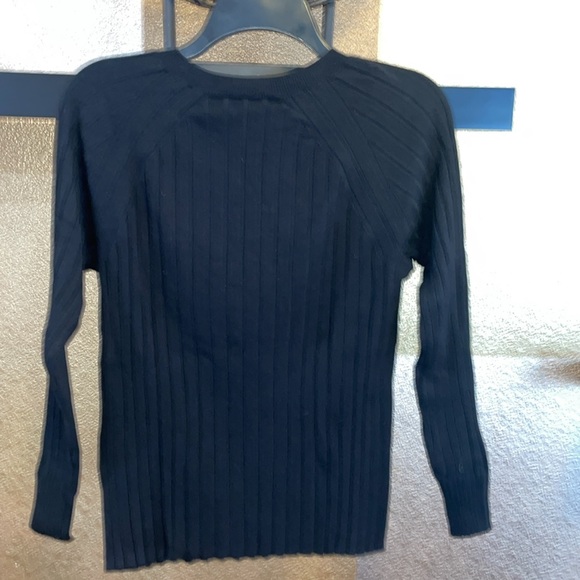 INC ZIPPER DETAIL RIBBED BLACK SWEATER - Picture 6 of 7